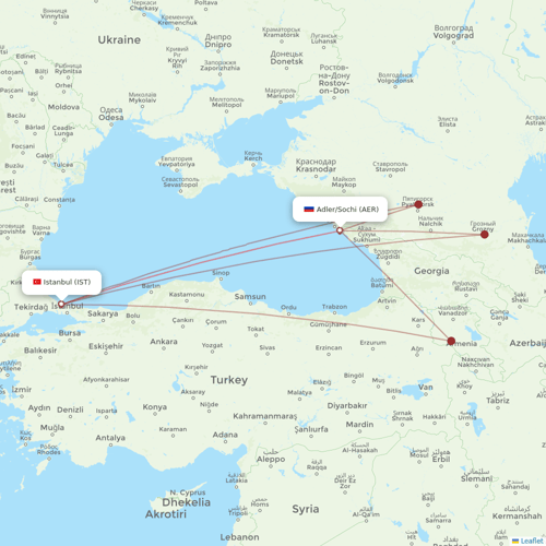 Azimuth Airlines flights between Adler/Sochi and Istanbul