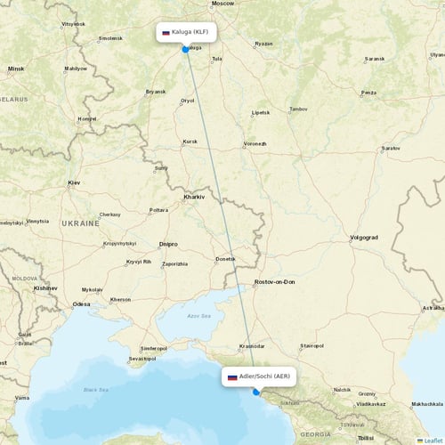 Azimuth Airlines flights between Adler/Sochi and Kaluga