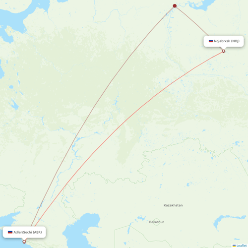Yamal Airlines flights between Adler/Sochi and Nojabrxsk