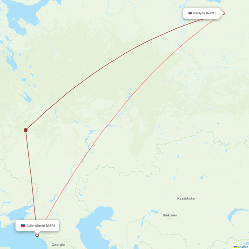 Yamal Airlines flights between Adler/Sochi and Nadym
