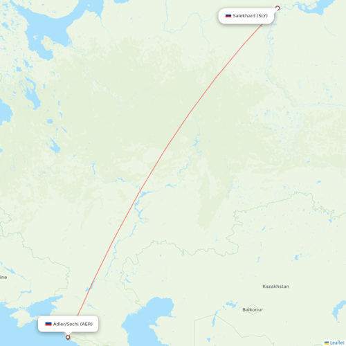Yamal Airlines flights between Adler/Sochi and Salekhard