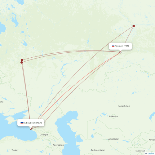Yamal Airlines flights between Adler/Sochi and Tyumen