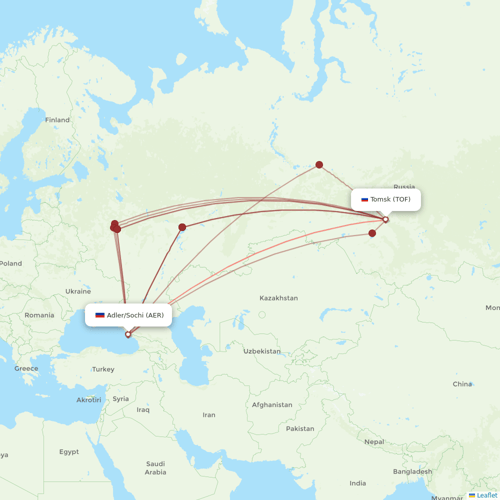 Nordwind Airlines flights between Adler/Sochi and Tomsk