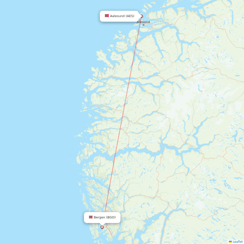 Wideroe flights between Aalesund and Bergen