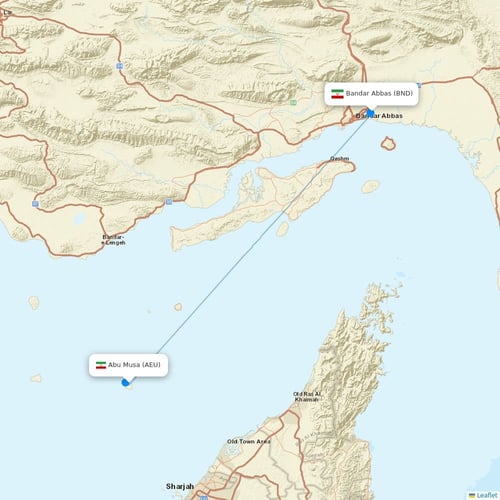 Iran Air flights between Abu Musa and Bandar Abbas