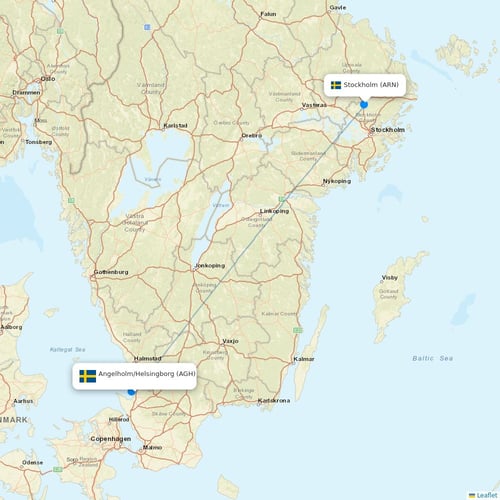 Scandinavian Airlines flights between Angelholm/Helsingborg and Stockholm