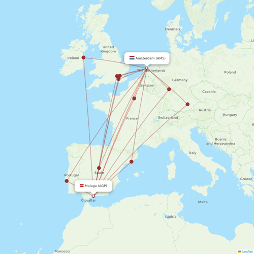 Transavia flights between Malaga and Amsterdam