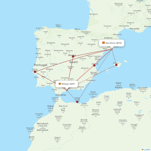 Vueling flights between Malaga and Barcelona