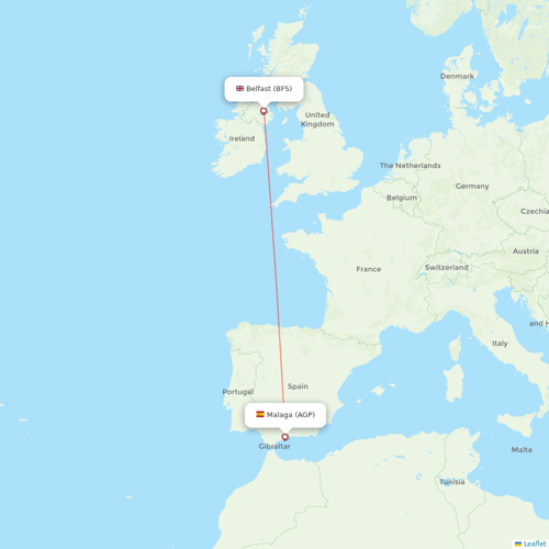 Ryanair UK flights between Malaga and Belfast