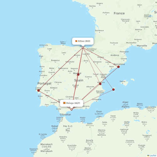 Volotea flights between Malaga and Bilbao