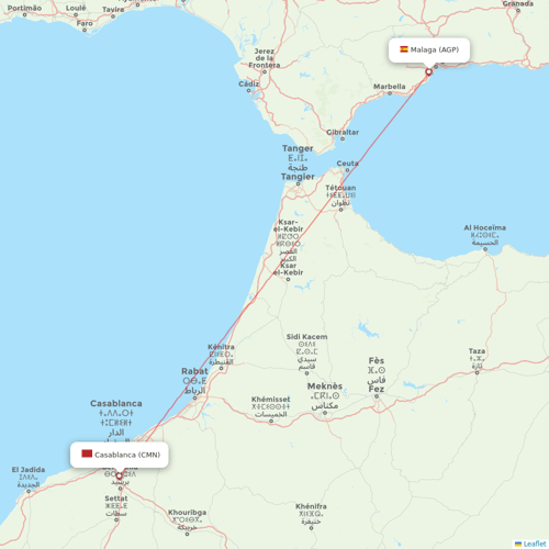 Royal Air Maroc flights between Malaga and Casablanca