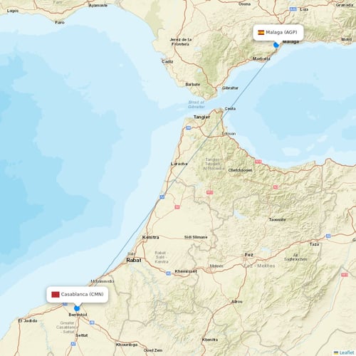 Royal Air Maroc flights between Malaga and Casablanca