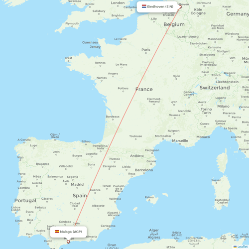 Transavia flights between Malaga and Eindhoven