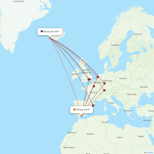 Star Air flights between Malaga and Reykjavik