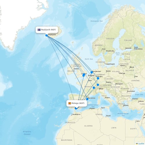 Star Air flights between Malaga and Reykjavik