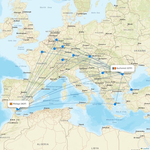 HiSky Europe flights between Malaga and Bucharest