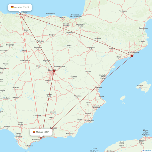 Volotea flights between Malaga and Asturias