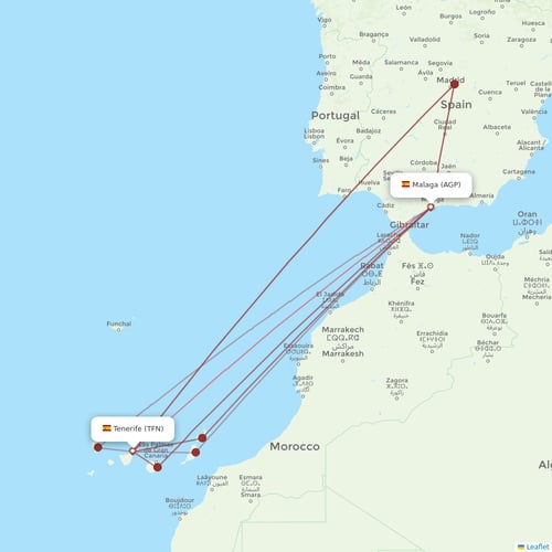 Vueling flights between Malaga and Tenerife