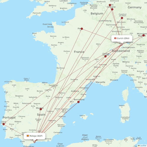 SWISS flights between Malaga and Zurich