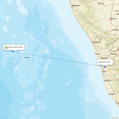 Air India flights between Agatti Island and Kochi