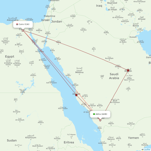 Nile Air flights between Abha and Cairo