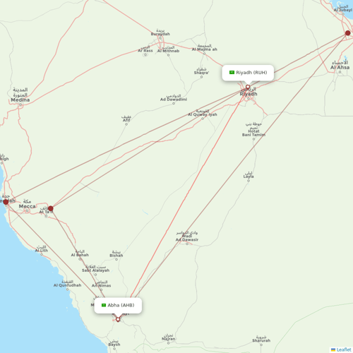 Saudia flights between Abha and Riyadh