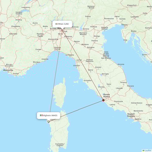 ITA Airways flights between Alghero and Milan