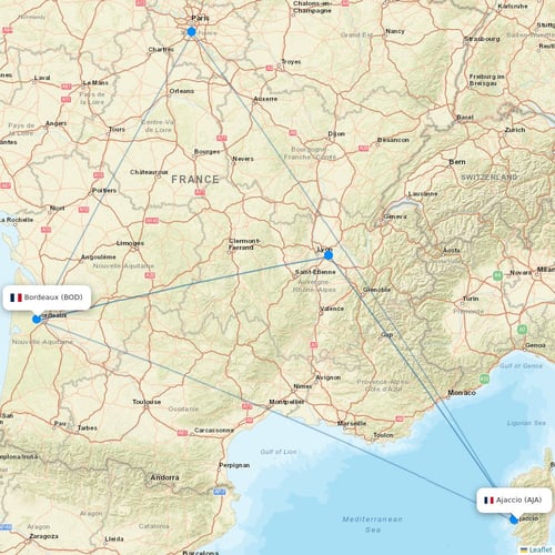 Volotea flights between Ajaccio and Bordeaux
