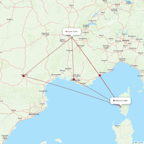 Air Corsica flights between Ajaccio and Lyon