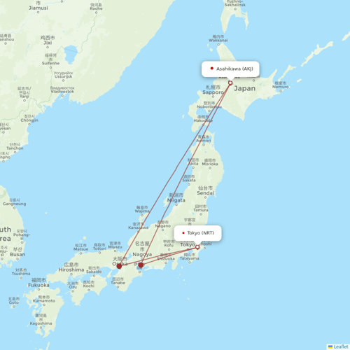 Jetstar Japan flights between Asahikawa and Tokyo