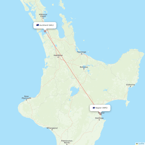 Air New Zealand flights between Auckland and Napier
