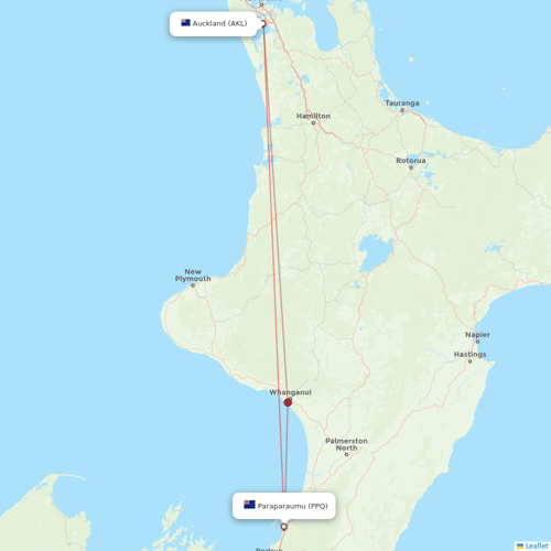 Air Chathams flights between Auckland and Paraparaumu