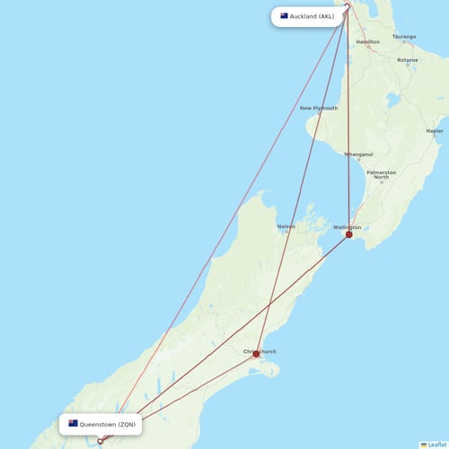 Jetstar flights between Auckland and Queenstown