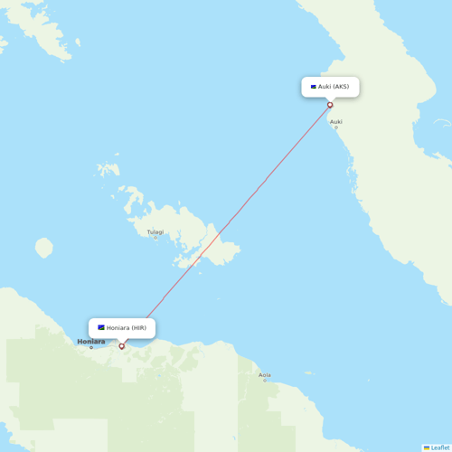 Solomon Airlines flights between Auki and Honiara