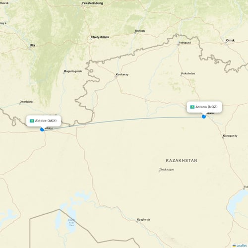 SCAT Airlines flights between Aktobe and Astana