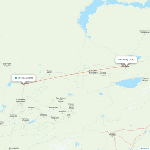Air Astana flights between Almaty and Shymkent
