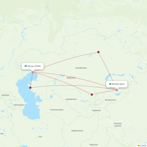 SCAT Airlines flights between Almaty and Atyrau