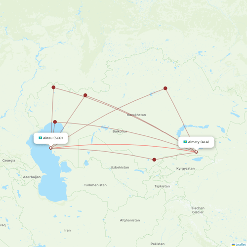 SCAT Airlines flights between Almaty and Aktau