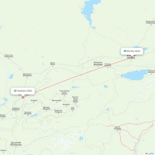 Air Astana flights between Almaty and Tashkent