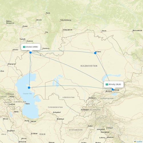 Syphax Airlines flights between Almaty and Uralsk