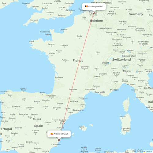 TUI Airlines Belgium flights between Alicante and Antwerp