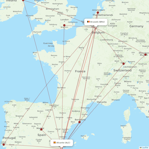TUI Airlines Belgium flights between Alicante and Brussels
