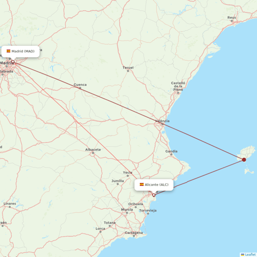 Iberia flights between Alicante and Madrid