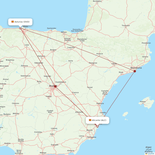 Volotea flights between Alicante and Asturias