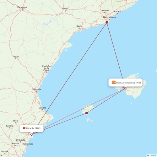 Air Europa flights between Alicante and Palma de Mallorca