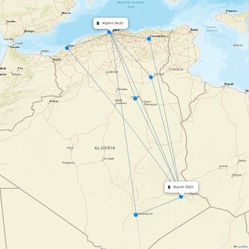 Air Algerie flights between Algiers and Djanet