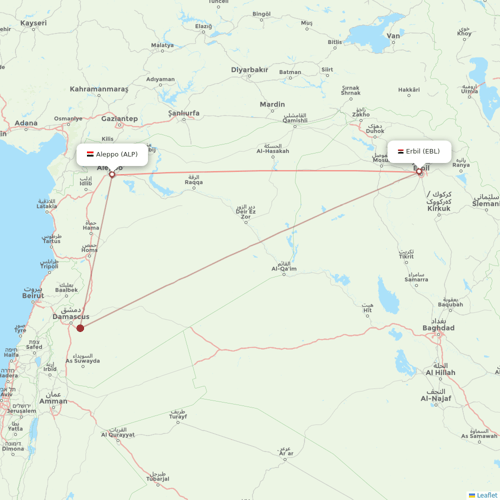 Fly Baghdad flights between Aleppo and Erbil