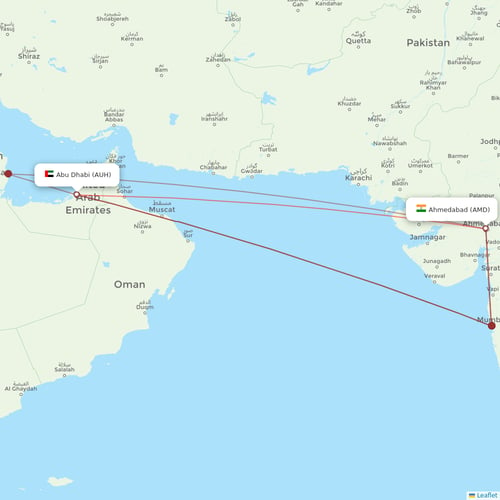 Etihad Airways flights between Ahmedabad and Abu Dhabi