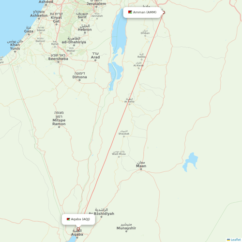 Royal Jordanian flights between Amman and Aqaba