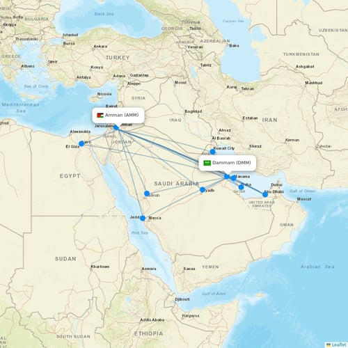 Royal Jordanian flights between Amman and Dammam
